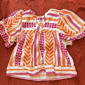Old Navy Vibrant Orange and Pink Blouse